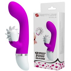 Vibrator Pretty Love Sheila, 12 Moduri Vibratii, 3 Viteze Miscari Limbi, Silicon, Mov, 19.4 cm