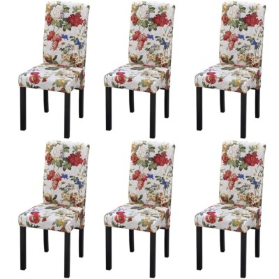 Scaune de bucătărie, 6 buc., multicolor, material textil foto