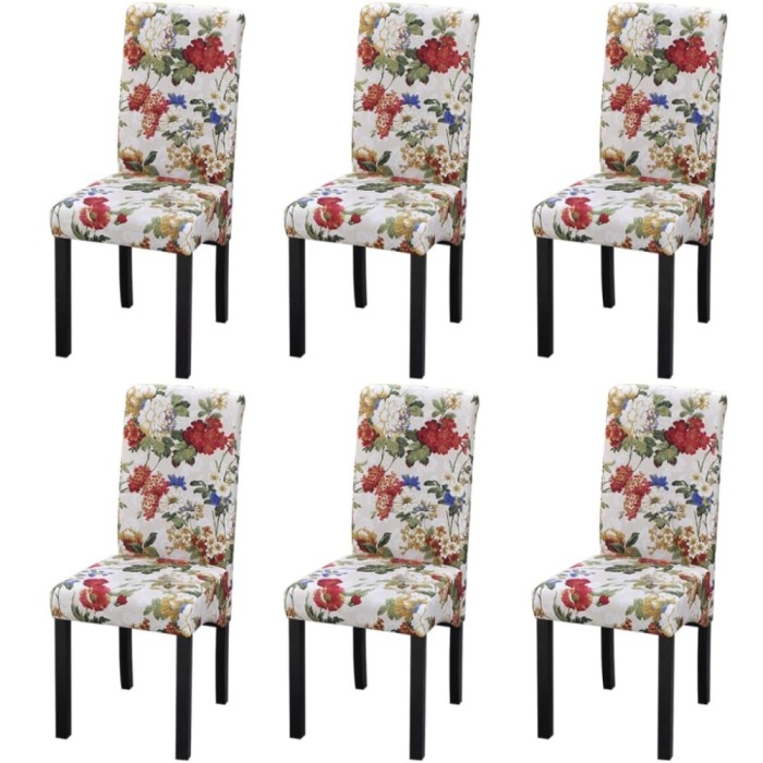 Scaune de bucătărie, 6 buc., multicolor, material textil