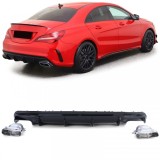 Difuzor spate sport negru lucios cu tevi de esapament cromate, potrivit pentru Mercedes CLA C117 16-19 Performance AutoTuning