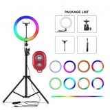 Cumpara ieftin Lampa circulara LED 26 cm diametru,RGB,trepied 200 cm,telecomanda bluetooth pentru telefon, Iso