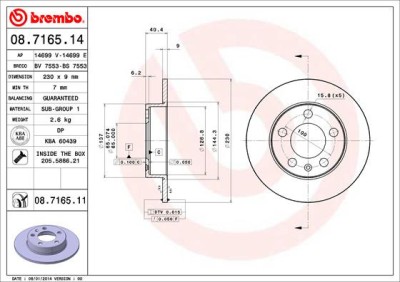 BREMBO 08.7165.11 PRIME LINE - UV Coated Disc frana foto