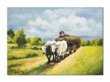 Cumpara ieftin Tablou celebru Car cu boi pictat manual, 70x50cm ulei pe panza, reproducere Nicolae Grigorescu