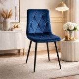 Cumpara ieftin Scaun bucatarie/living, Artool, Libra, catifea bleumarin, picioare metal negru, 44x40x88.5 cm