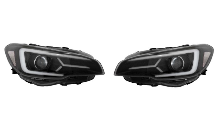 Set faruri tuning Subaru WRX/STI (GP/GJ), 01.2014-2021, dynamic indicator; H9; electrical; negru reflector, transparent; Tuning; halogen,