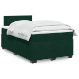 vidaXL Pat box spring cu saltea, verde &icirc;nchis, 120x200 cm, catifea 3288585