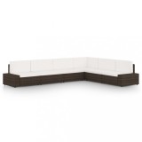 vidaXL Set mobilier de grădină cu perne, 6 piese, maro, poliratan