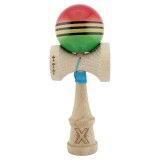 Jucarie de indemanare din lemn, Kendama X, Flippy Super Sticky Legendary, Big Cups V2, 18 cm, Rosu, Galben, Verde