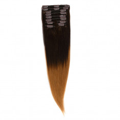 Clip-On Par Natural 60cm 100gr Ombre Castaniu/Blond Miere #T2/27 foto