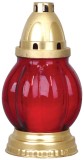 Candela de mormant din sticla rosie cu capac auriu, 18 ore, 20 cm