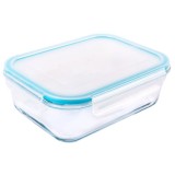 Caserola pentru alimente, capac plastic cu supapa de aer, sticla, transparent, 1.5l, 23x23x7,5 cm, Oem