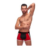 Chilot sexy bărbați MALE POWER Retro Sport, din bumbac, design cu dungi subțiri albe, mărime L, negru cu roșu