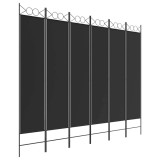 Cumpara ieftin Paravan de camera cu 6 panouri, negru, 240x200 cm, textil