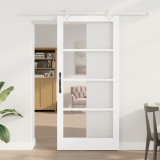 Ușă Glisantă vidaXL cu Set de Hardware Alb 93x202 cm Lemn Solid Pin