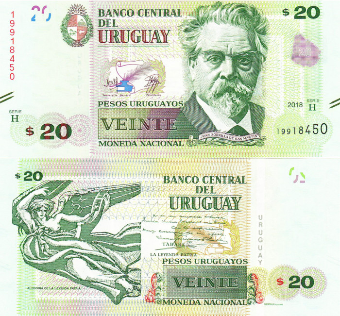 Uruguay 20 Pesos 2018 P-93 UNC