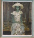 TANARA IN ROCHIE ALBA-GABRIEL GHEORGHIU-PICTOR IESEAN( 1954-2025) -ULEI PE P&Acirc;NZĂ-75X65 CENTIMETRI
