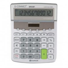 Calculator de Birou Q-CONNECT Premium, 12 DG, 154x205 mm, Afisaj Inclinat, Format Mediu, Culoare Gri foto