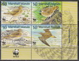 Marshall 1997 - Protecția naturii - Curlew cu peri, in bloc de 4 cu manseta, MNH, Nestampilat