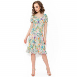 Cumpara ieftin Rochie dama de zi casual - multicolor, cu flori, Viada &ndash; midi, bumbac - R-669-5049-CRM-46