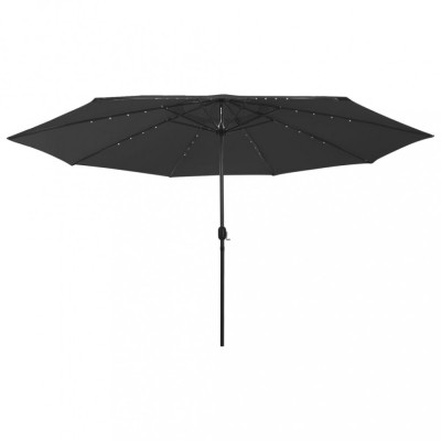 vidaXL Umbrelă de soare exterior, LED-uri &amp;amp; st&amp;acirc;lp metal, negru, 400 cm foto
