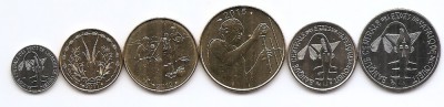 Statele Vest Africane Set 6 -1, 5, 10, 25, 50, 100 Francs 1984/15 - DB1, UNC !!! foto