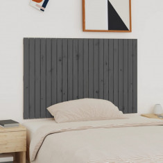 vidaXL Tăblie de pat pentru perete, gri, 140x3x90 cm, lemn masiv pin