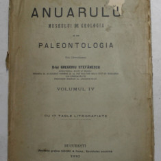 ANUARULU MUSEULUI DE GEOLOGIA SI DE PALEONTOLOGIA , sub directiunea lui GREGORIU STEFANESCU , VOLUMUL IV , 1910