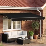 vidaXL Cadru Manual Marchiza LED Negru 3 x 2,5 m Terasa Gradina Retractabila Rezistent