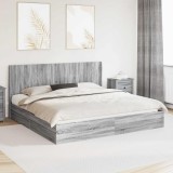 vidaXL Cadru de pat cu depozitare și tăblie Sonoma gri 200 x 200 cm 3414000