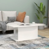 Masuta cafea vidaXL, alb lucios, 102x55.5x40cm, lemn prelucrat. Măsuță living moderna