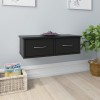 Raft perete vidaXL negru 60x26x18.5cm lemn, cu 2 sertare, suporta 50kg