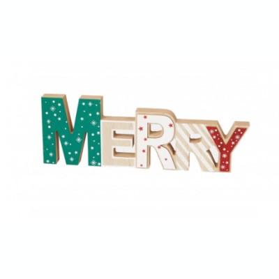 Ornament pentru craciun din lemn 29.5 x 11.5 x 2.3 cm MERRY foto