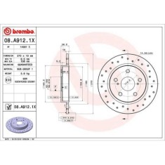 Set discuri frana Toyota Auris E15, Auris E18, Auris Estate E18, Corolla Saloon E18, Corolla Sedan ( E15, punte spate, 270x10, plin perforat, Brembo