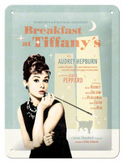 Placa metalica - Audrey Hepburn Breakfast - 15x20 cm foto