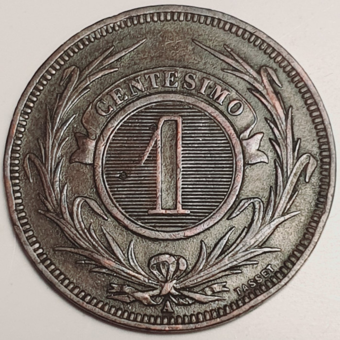 3292 Uruguay 1 centesimo 1869 litera A km 11