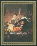 Mongolia 1984 - Coliță Poștală Pictură Universală Rembrandt van Rijn (Self-Portrait with Saskia / Fine Art) 4 ₮ MNH -MNG1