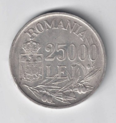 ROMANIA 25000 25 000 LEI 1946 ARGINT STARE EXCELENTA foto