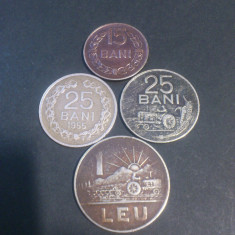 Lot monede 25 bani 1955 + 1966, 15 bani 1966 , 1 leu 1966 stare FB , frumoase