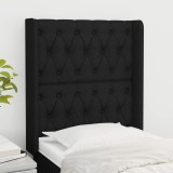 VidaXL Tăblie de pat cu aripioare, negru, 83x16x118/128 cm, textil
