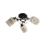 Cumpara ieftin Candelabru Klausen Certis PL3 Essential 52x22 cm, corp iluminat tavan 3xE27, metal negru auriu sticla alba, lustra eleganta living dormitor design