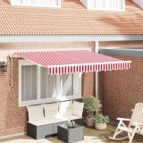 Cortina Retractabilă Manual Roșu și Alb 3.5 x 2 m