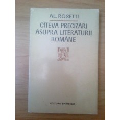 Al. Rosetti - Cateva precizari asupra literaturii romane