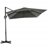 Cumpara ieftin Outsunny Umbrelă de Grădină cu Manivelă de M&acirc;nă cu Unghi Reglabil pe 5 Niveluri și Rotație la 360&deg;, 245x245x248 cm, Gri