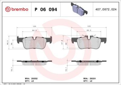 BREMBO P 06 094 PRIME LINE set placute frana disc foto
