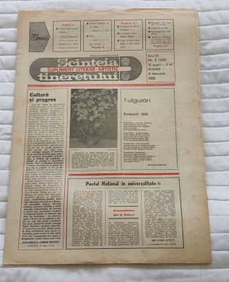 SC&amp;Acirc;NTEIA TINERETULUI - supliment literar-artistic (4 februarie 1989) Nr. 5 foto