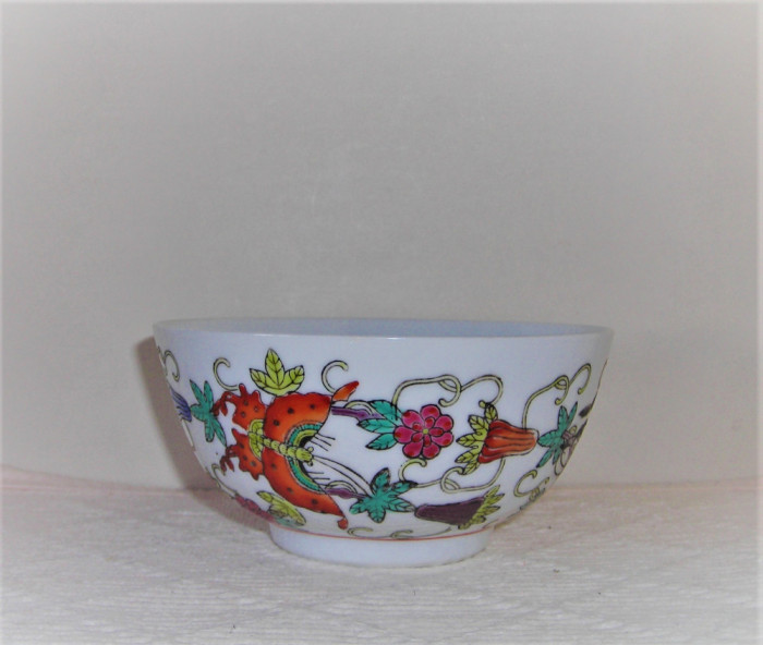 Bol (won) portelan chinezesc decorat manual - Famille rose - Zhongguo Jingdezhen