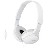 Casti On Ear Sony MDR-ZX110APW, Cu fir, Microfon, Alb