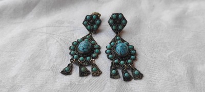 CERCEI etnici AFGHAN TRIBALI ornati SPLENDID cu TURCOAZE tip LAMPADAR superbi foto
