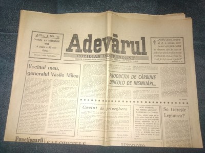 ZIARUL ADEVARUL 23 FEBRUARIE 1990 foto