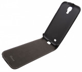 Husa flip Muvit Slim neagra + folie plastic pentru Samsung Galaxy S4 i9500/i9505/i9506/i9515 (Value Edition)